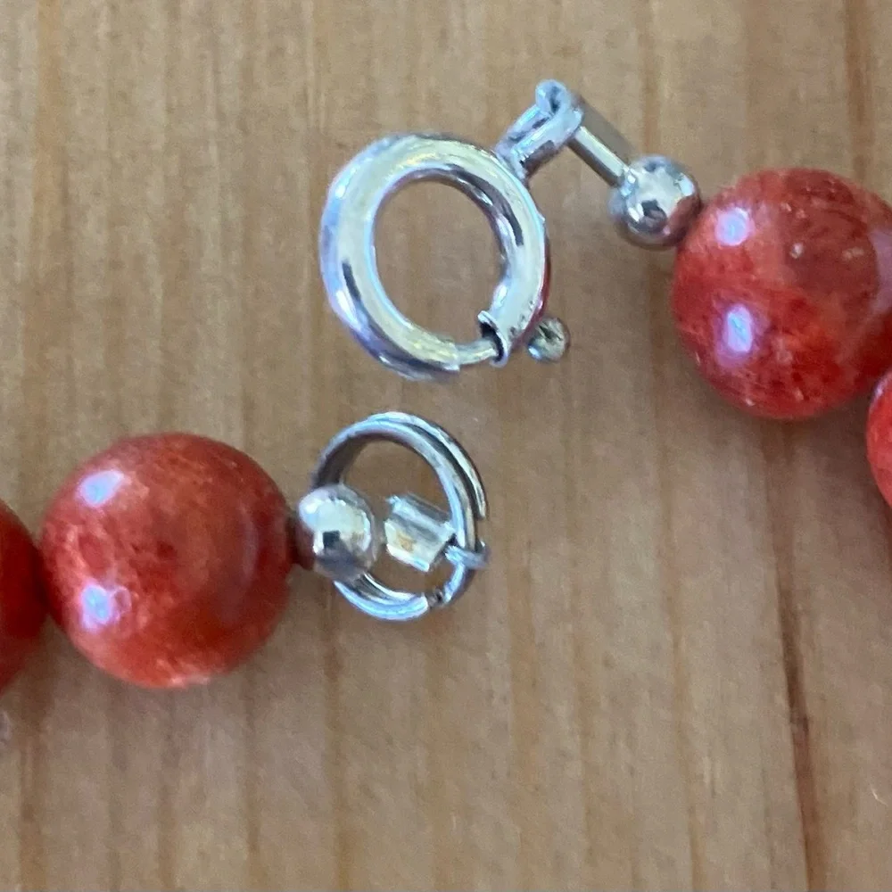 NEW Lee Sands Vintage Sterling Silver Heart Red Beaded Necklace and Bracelet Set